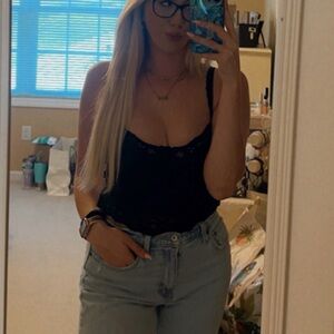 Black Lace Trim Crop Top